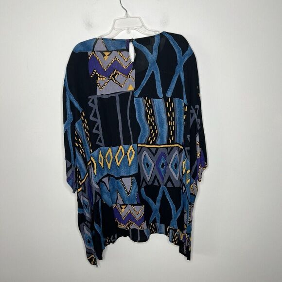 Silhouettes Gauzy Crinkle Abstract Top Womens 4X Rayon Artsy Art To Wear Boho - Picture 9 of 11